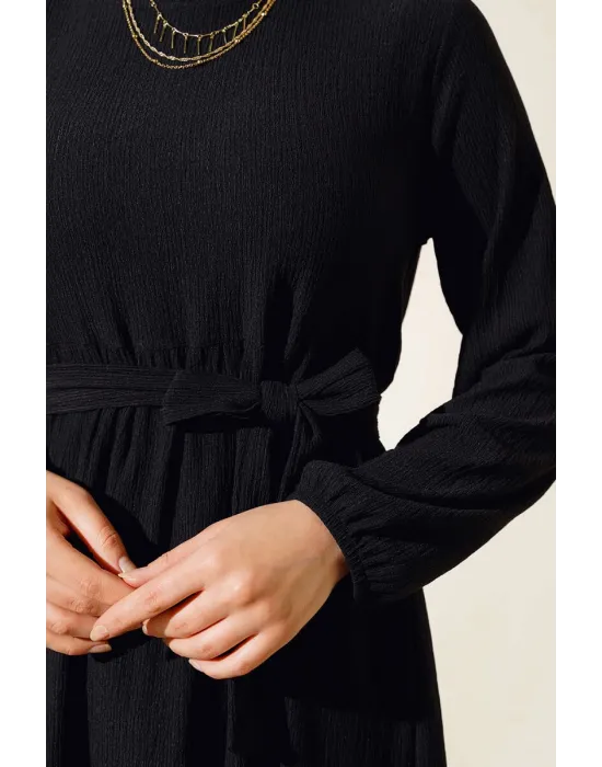 Bürümcük Kat Kat Elbise Siyah