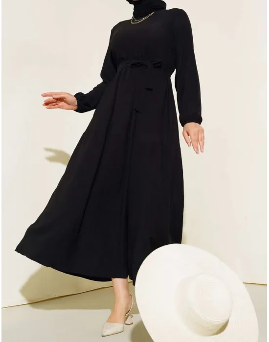 Bürümcük Kat Kat Elbise Siyah