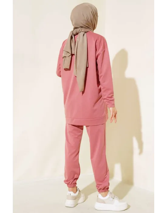 Gül kurusu Arma Detaylı Ribanalı Rahat Kesim İkili Takım