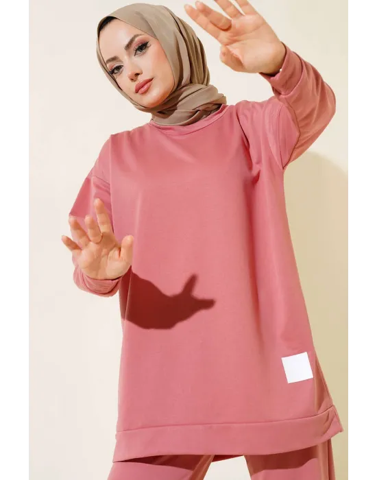 Gül kurusu Arma Detaylı Ribanalı Rahat Kesim İkili Takım