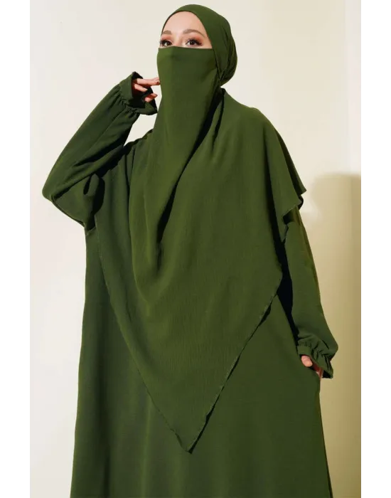 HAKİ SULTAN MODEL GENİŞ PEÇELİ FERACE TAKIM