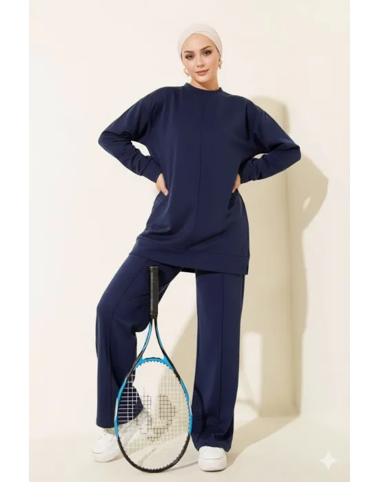 Lacivert Çımalı Basic İkili Eşofman Takım