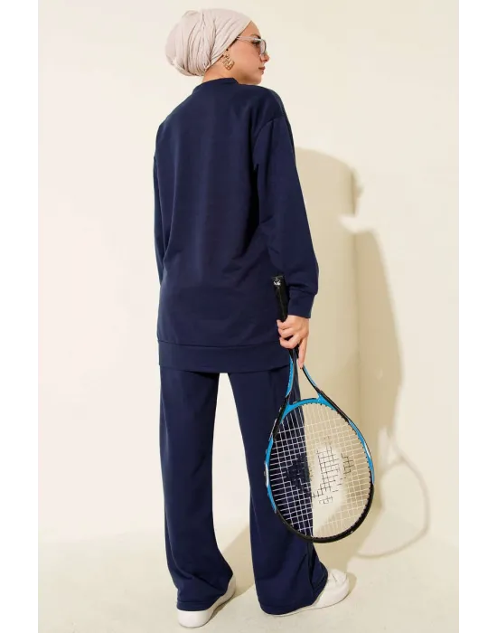 Lacivert Çımalı Basic İkili Eşofman Takım