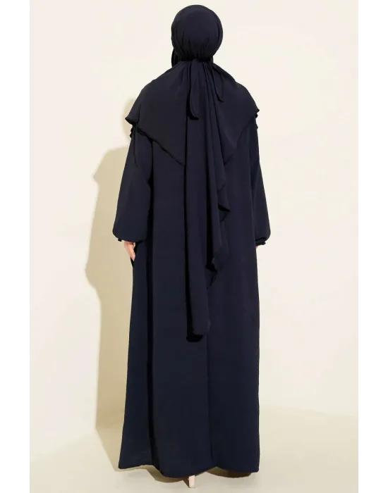 LACİVERT SULTAN MODEL GENİŞ PEÇELİ FERACE TAKIM