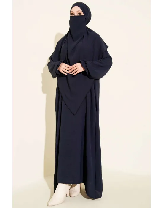 LACİVERT SULTAN MODEL GENİŞ PEÇELİ FERACE TAKIM