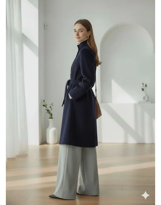 Lacivert ZR Kaşe Kaban