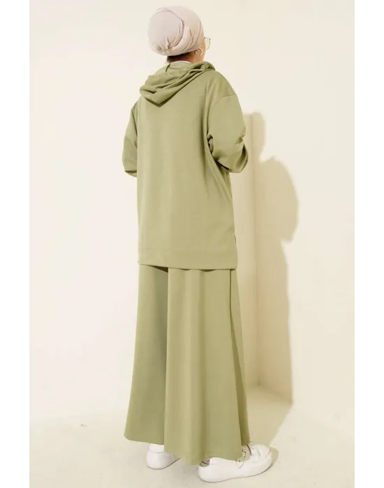 Loyşa Basic Fermuarlı Kapüşonlu İkili Takım Çağla Yeşili