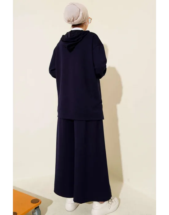 Loyşa Basic Fermuarlı Kapüşonlu İkili Takım Lacivert