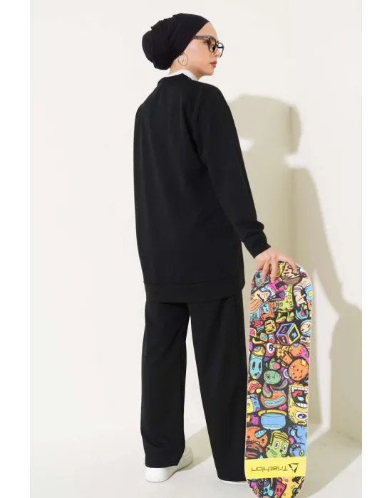 Siyah Çımalı Basic İkili Eşofman Takım