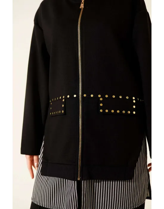 Siyah Premium Çizgili Ofis Şıklığı İkili Takım