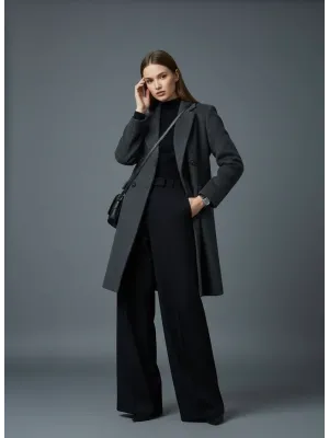 Antrasit Milano Stil Uzun Kaban