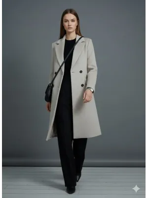 Bej Milano Stil Uzun Kaban