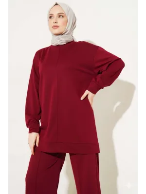 Bordo Çımalı Basic İkili Eşofman Takım