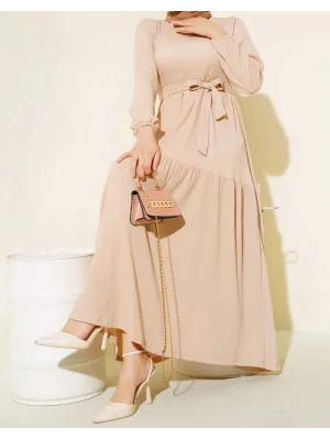Bürümcük Kat Kat Elbise Bej