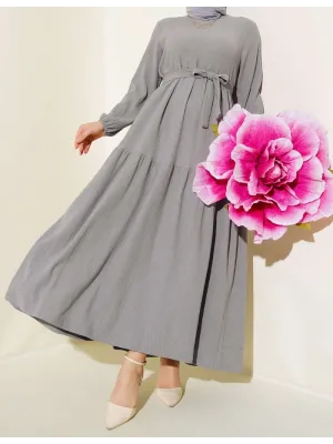 Bürümcük Kat Kat Elbise Gri