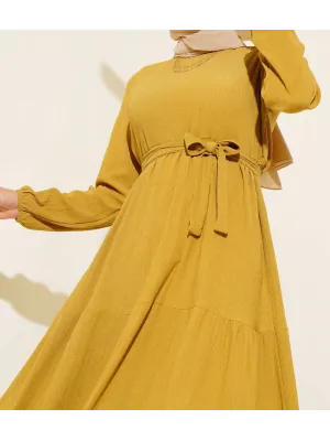 Bürümcük Kat Kat Elbise Hardal