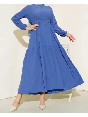 Bürümcük Kat Kat Elbise İndigo