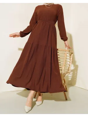 Bürümcük Kat Kat Elbise Kahve