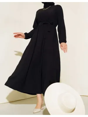 Bürümcük Kat Kat Elbise Siyah