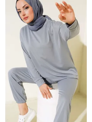 Füme Arma Detaylı Ribanalı Rahat Kesim İkili Takım