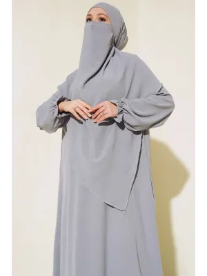 GRİ SULTAN MODEL GENİŞ PEÇELİ FERACE TAKIM