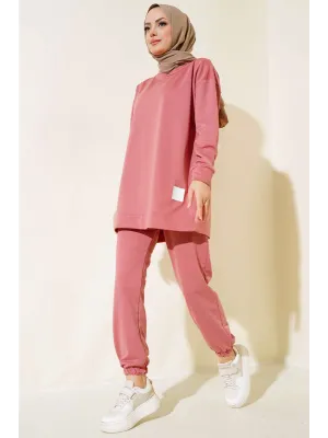 Gül kurusu Arma Detaylı Ribanalı Rahat Kesim İkili Takım