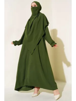 HAKİ SULTAN MODEL GENİŞ PEÇELİ FERACE TAKIM