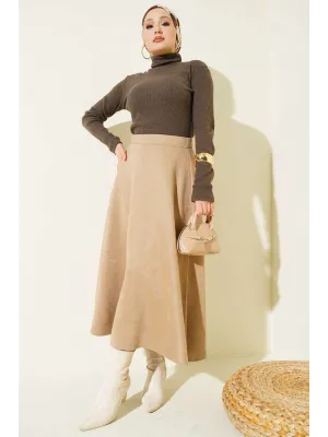 Kahverengi Boğazlı Fitilli Triko Body