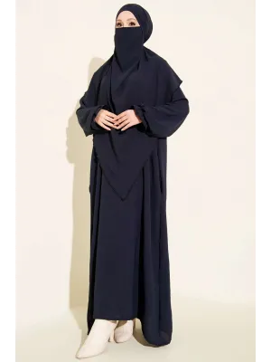 LACİVERT SULTAN MODEL GENİŞ PEÇELİ FERACE TAKIM