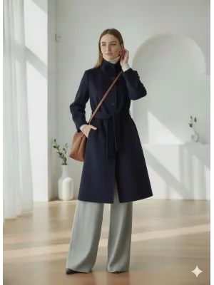 Lacivert ZR Kaşe Kaban