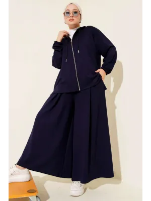 Loyşa Basic Fermuarlı Kapüşonlu İkili Takım Lacivert