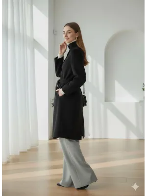 Siyah ZR Kaşe Kaban