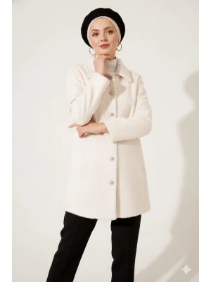 Taş Lüks Tay Tüyü İnci İşlemeli Kaban