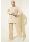 Bej Çımalı Basic İkili Eşofman Takım