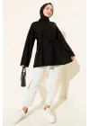 Bisiklet Yaka İp Kuşaklı Tunik Siyah