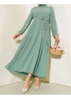 Bürümcük Kat Kat Elbise Çağla Yeşili