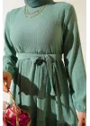 Bürümcük Kat Kat Elbise Çağla Yeşili