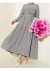 Bürümcük Kat Kat Elbise Gri