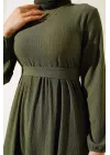 Bürümcük Kat Kat Elbise Haki