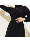 Bürümcük Kat Kat Elbise Siyah