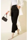 Siyah Çımalı Yüksek Bel Boru Paça Pantolon