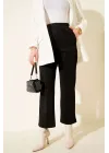 Siyah Çımalı Yüksek Bel Boru Paça Pantolon