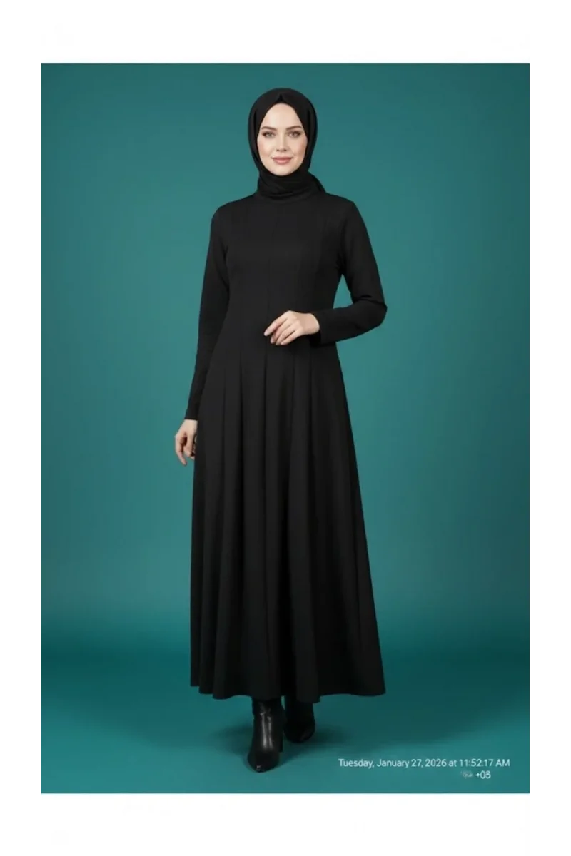 Premium Oysho Kumaş Çelik Örme Esnek Siyah Elbise