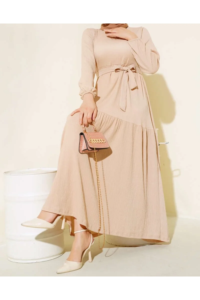 Bürümcük Kat Kat Elbise Bej