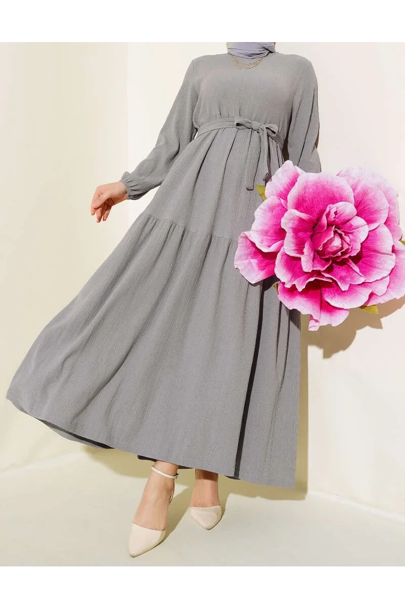 Bürümcük Kat Kat Elbise Gri