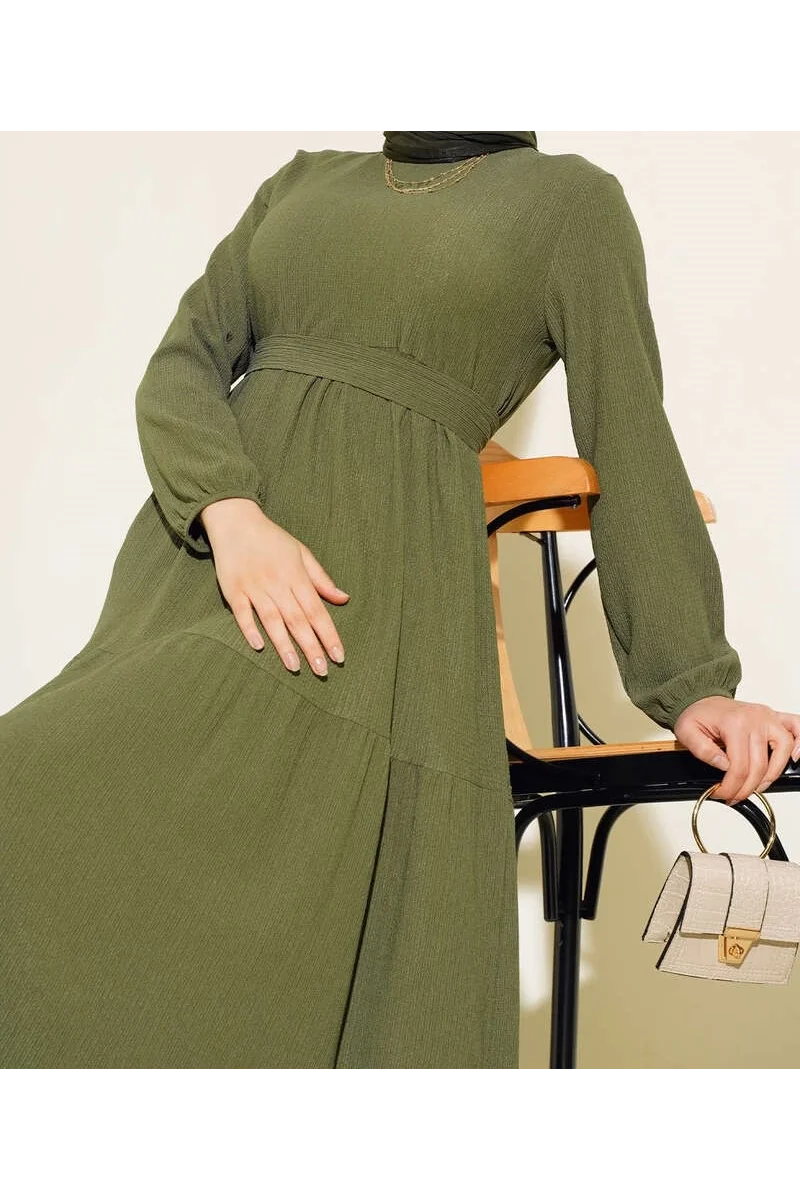 Bürümcük Kat Kat Elbise Haki