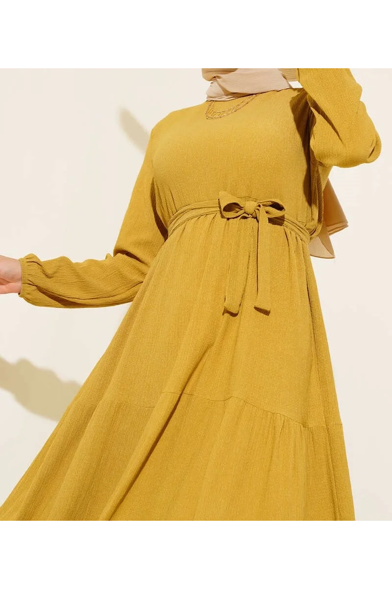 Bürümcük Kat Kat Elbise Hardal