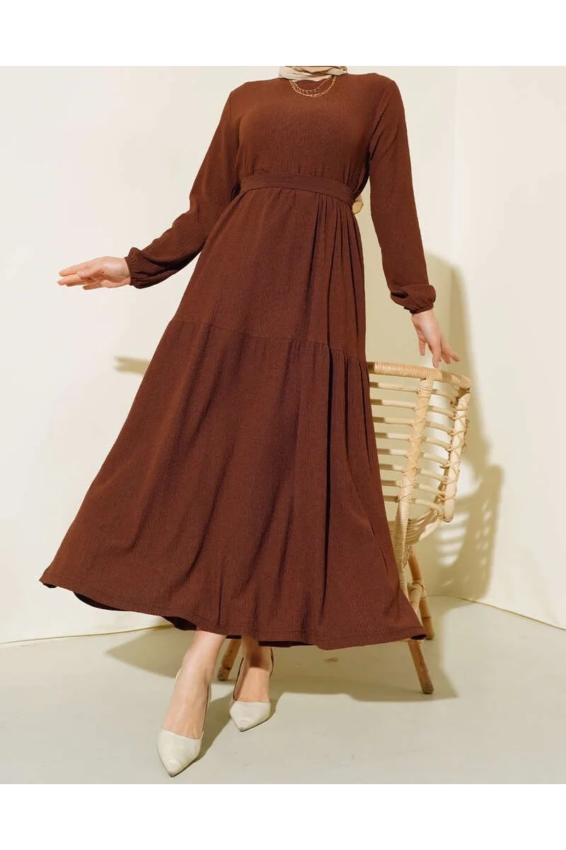 Bürümcük Kat Kat Elbise Kahve