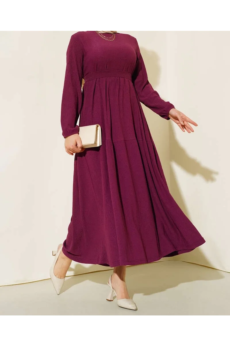 Bürümcük Kat Kat Elbise Mürdüm