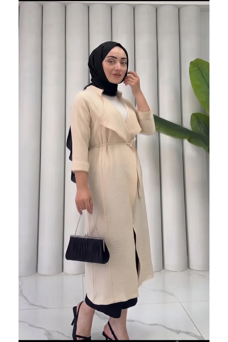 Yazgı Moda Şık Tasarım Kuşaklı Uzun Tunik